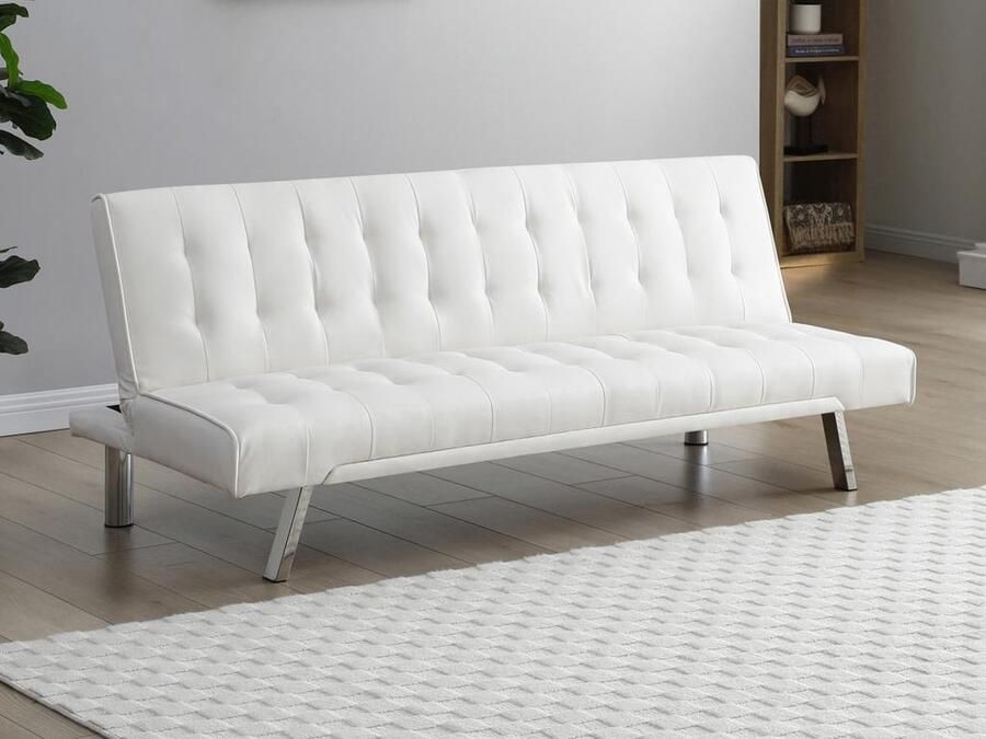 Vente-unique Klikklak-bedbank GUILLAUME van kunstleer Wit L 177 cm x H 74 cm x D 78 cm