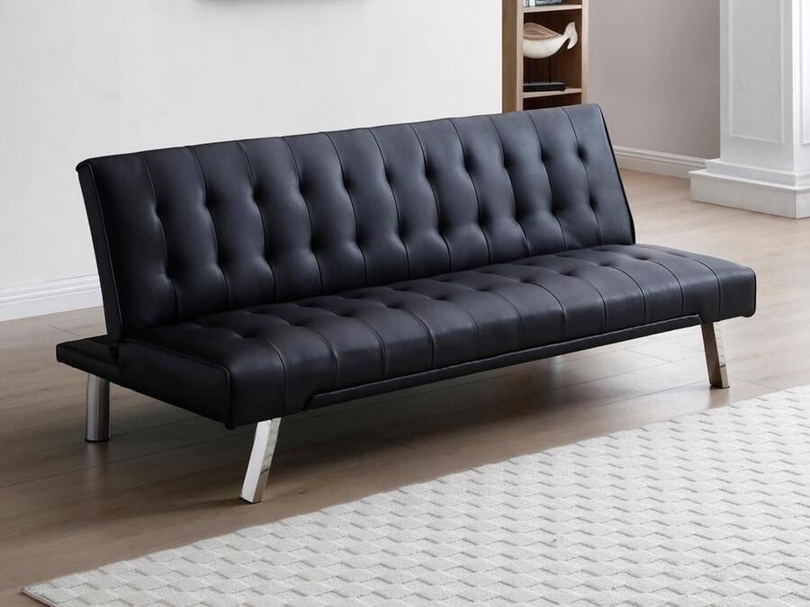 Vente-unique Klikklak-bedbank GUILLAUME van kunstleer Zwart L 177 cm x H 74 cm x D 78 cm - Foto 2