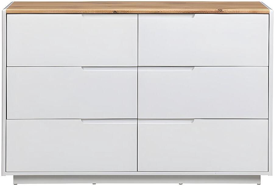 Vente-unique Ladekast AMANI 6 laden MDF Witgelakt en eikenkleur L 120 cm x H 80 cm x D 40 cm - Foto 3