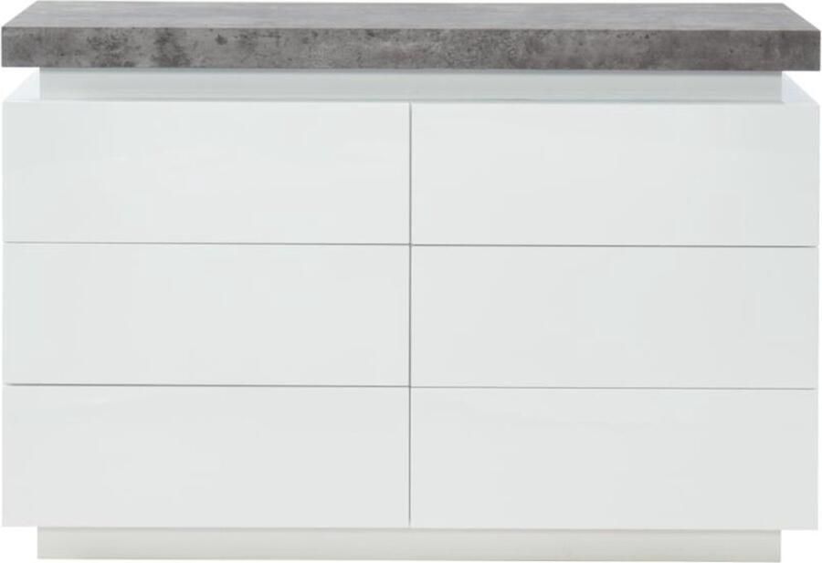 Vente-unique Ladekast HALO II 6 lades Gelakt mdf Met ledverlichting wit en beton L 120 cm x H 80 cm x D 40 cm - Foto 3