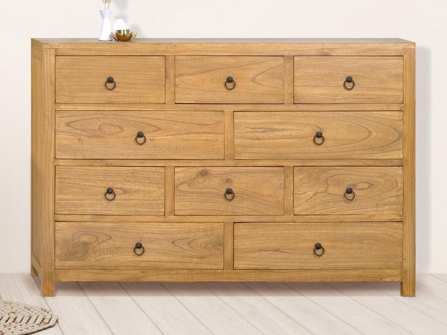 Vente-unique Ladekast met 10 lades Mindihout Naturel PILABO L 120 cm x H 80 cm x D 40 cm