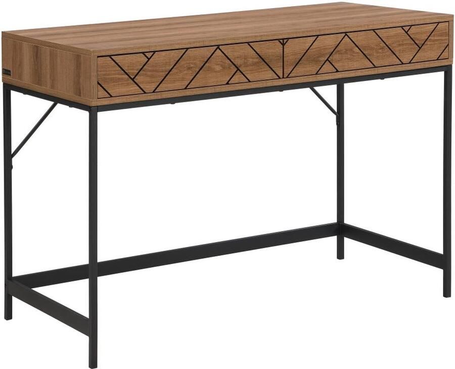 Vente-unique Ladekast met 2 lades Mdf en staal naturel en zwart CARATANA L 110 cm x H 75 cm x D 50 cm