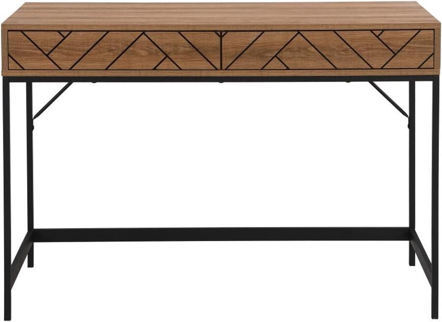 Vente-unique Ladekast met 2 lades Mdf en staal naturel en zwart CARATANA L 110 cm x H 75 cm x D 50 cm - Foto 2