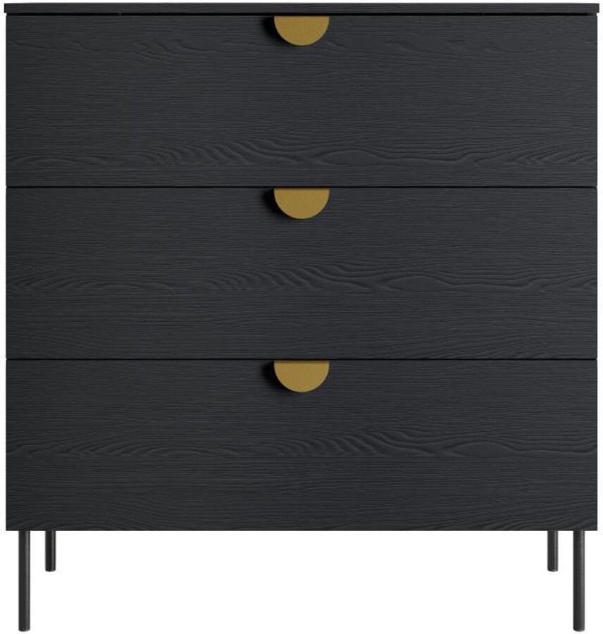 Vente-unique Ladekast met 3 lades Zwart en goudkleurig NATANIEL L 100 cm x H 107 cm x D 40 cm