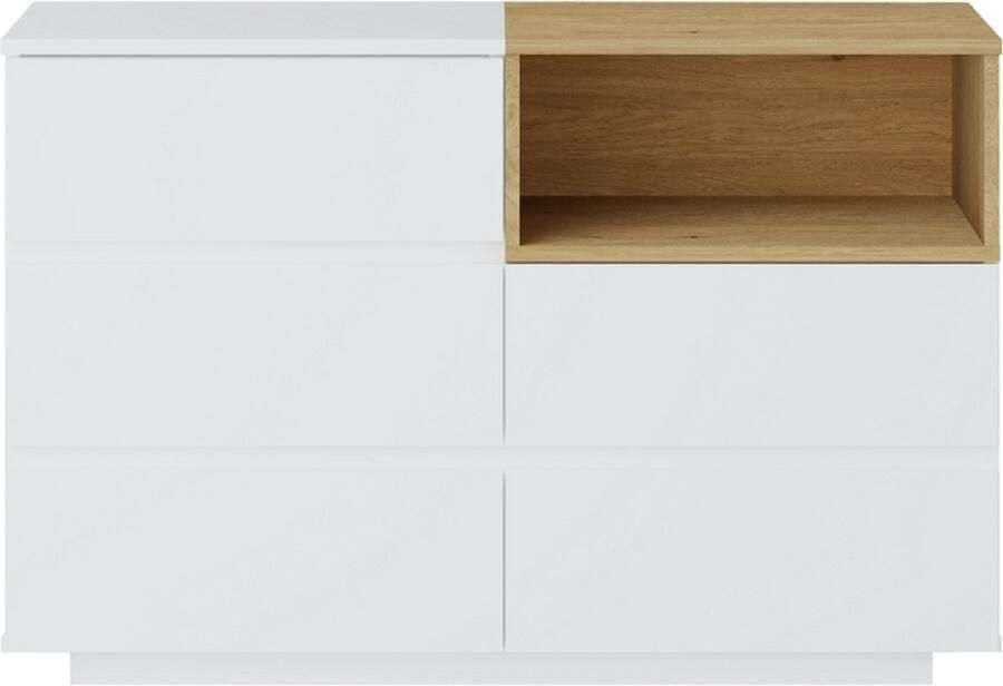 Vente-unique Ladekast met 5 lades en 1 vak wit en houtlook VYLARA L 120 cm x H 80 cm x D 40 cm