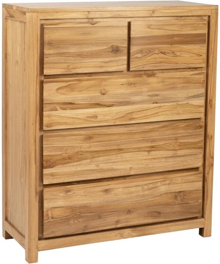 Vente-unique Ladekast met 5 lades van teakhout naturel ALEMIA L 100 cm x H 120 cm x D 40 cm