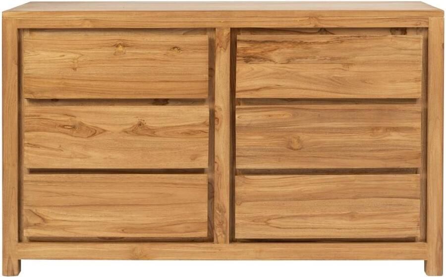 Vente-unique Ladekast met 6 lades van teakhout naturel ALEMIA L 130 cm x H 80 cm x D 45 cm