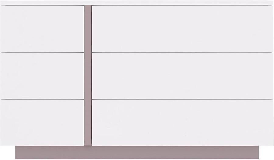 Vente-unique Ladekast NAPOLI 6 laden Wit en taupe L 120 cm x H 70 cm x D 39 cm