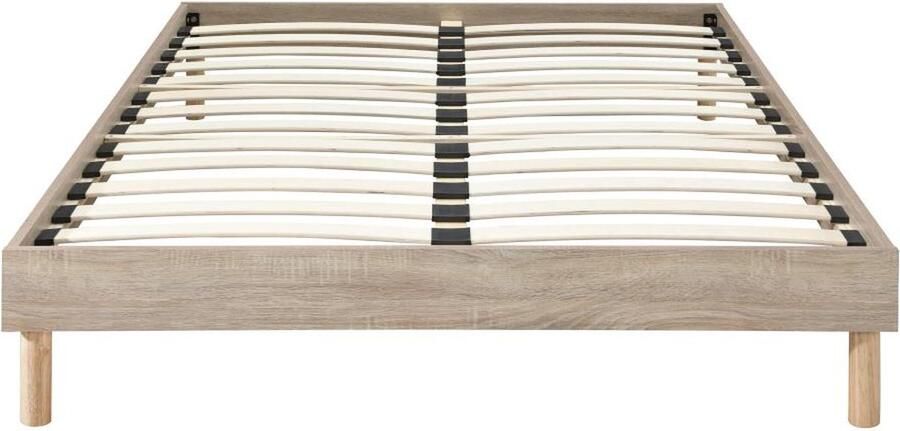 Vente-unique Lattenbodem 140 x 190 cm Lichte houtkleur MUCHIGAN van YSMÉE L 194 cm x H 33 cm x D 144 cm