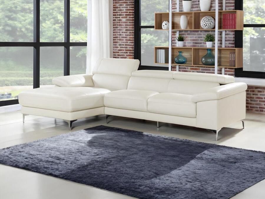Vente-unique Leren hoekbank SOLANGE wit Hoek links L 265 cm x H 73 cm x D 167 cm - Foto 2