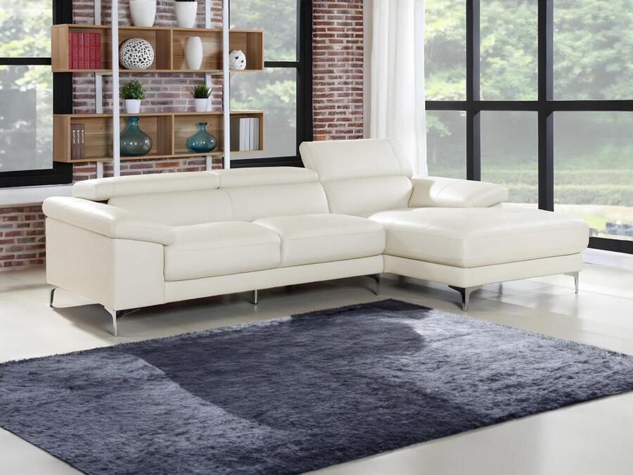 Vente-unique Leren hoekbank SOLANGE wit Hoek rechts L 265 cm x H 73 cm x D 167 cm - Foto 2