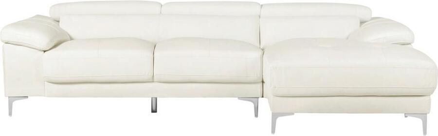 Vente-unique Leren hoekbank SOLANGE wit Hoek rechts L 265 cm x H 73 cm x D 167 cm - Foto 6