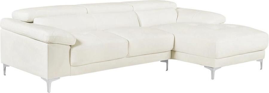 Vente-unique Leren hoekbank SOLANGE wit Hoek rechts L 265 cm x H 73 cm x D 167 cm - Foto 4