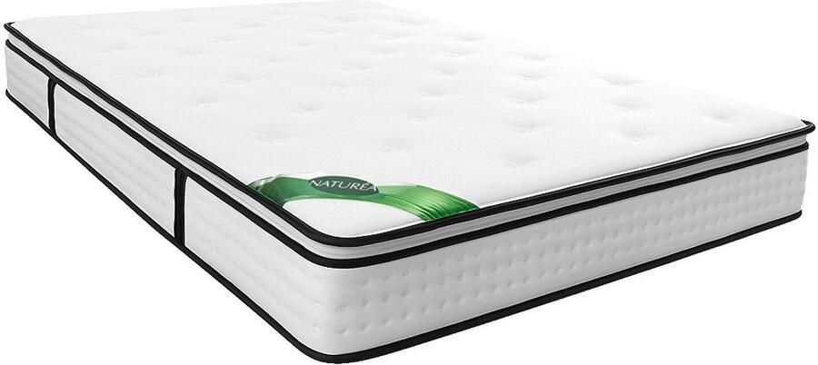 Vente-unique Matras 160 x 200 cm pocketveren 7 zones met geïntegreerde topmatras en bamboe tijk dikte 23 cm TAREVO van NATUREA L 200 cm x H 23 cm x D 160 cm