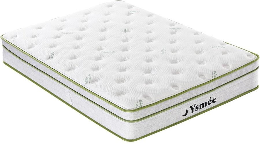 Vente-unique Matras 160 x 200 cm met pocketveren met 5 zones en tijk van bamboe dikte 28 cm PASIR van YSMEE L 200 cm x H 28 cm x D 160 cm