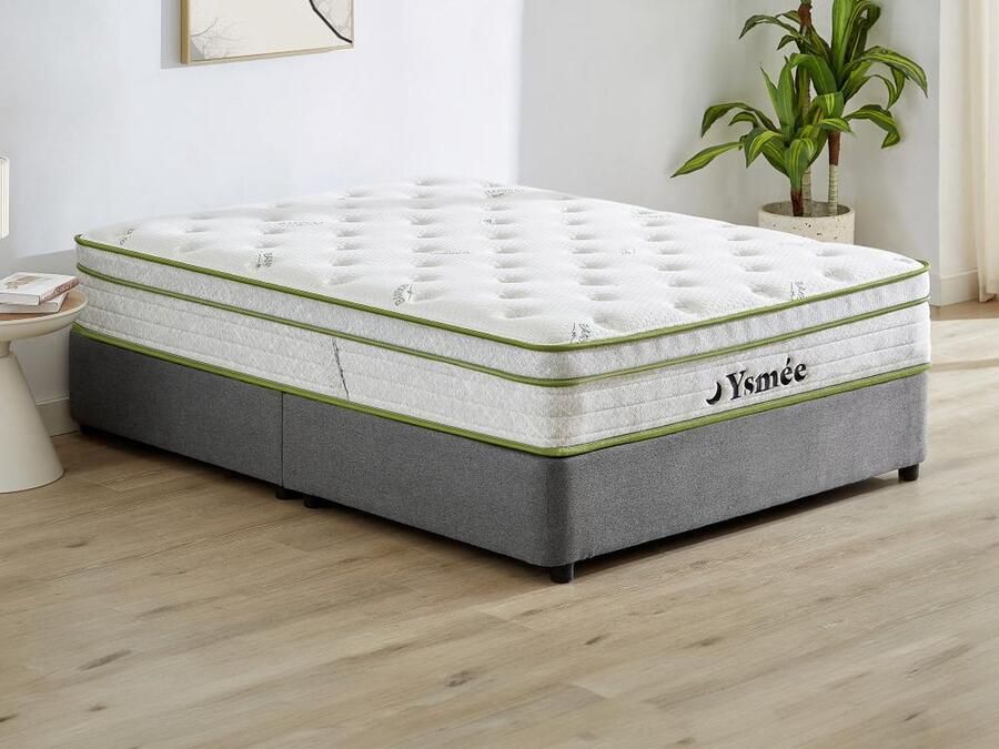 Vente-unique Matras 140 x 190 cm met pocketveren met 5 zones en tijk van bamboe dikte 28 cm PASIR van YSMEE L 190 cm x H 28 cm x D 140 cm