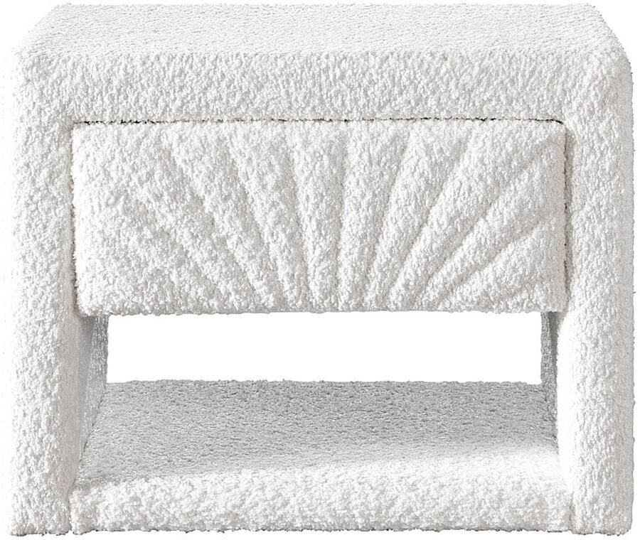 Vente-unique Nachtkastje 1 lade en 1 nis Bouclé stof Wit ULAMI