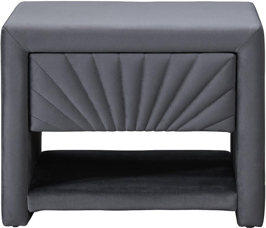 Vente-unique Nachtkastje 1 lade en 1 nis Velours Antracietgrijs ULAMI L 50 cm x H 41 cm x D 35 cm - Foto 2
