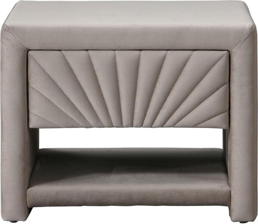 Vente-unique Nachtkastje 1 lade en 1 nis Velours Beige ULAMI L 50 cm x H 41 cm x D 35 cm