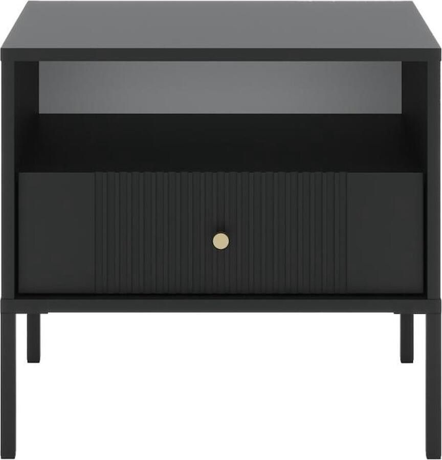 Vente-unique Nachtkastje 1 lade en 1 nis Zwart DEMASIA L 54 cm x H 50.5 cm x D 39 cm