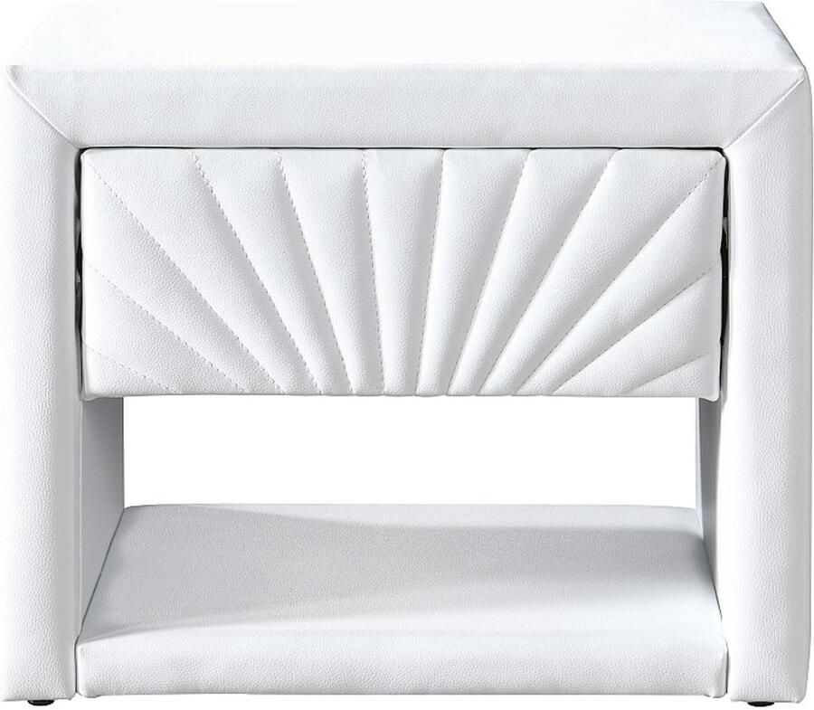 Vente-unique Nachtkastje 1 lade en 1 open nis Kunstleer Wit ULAMI