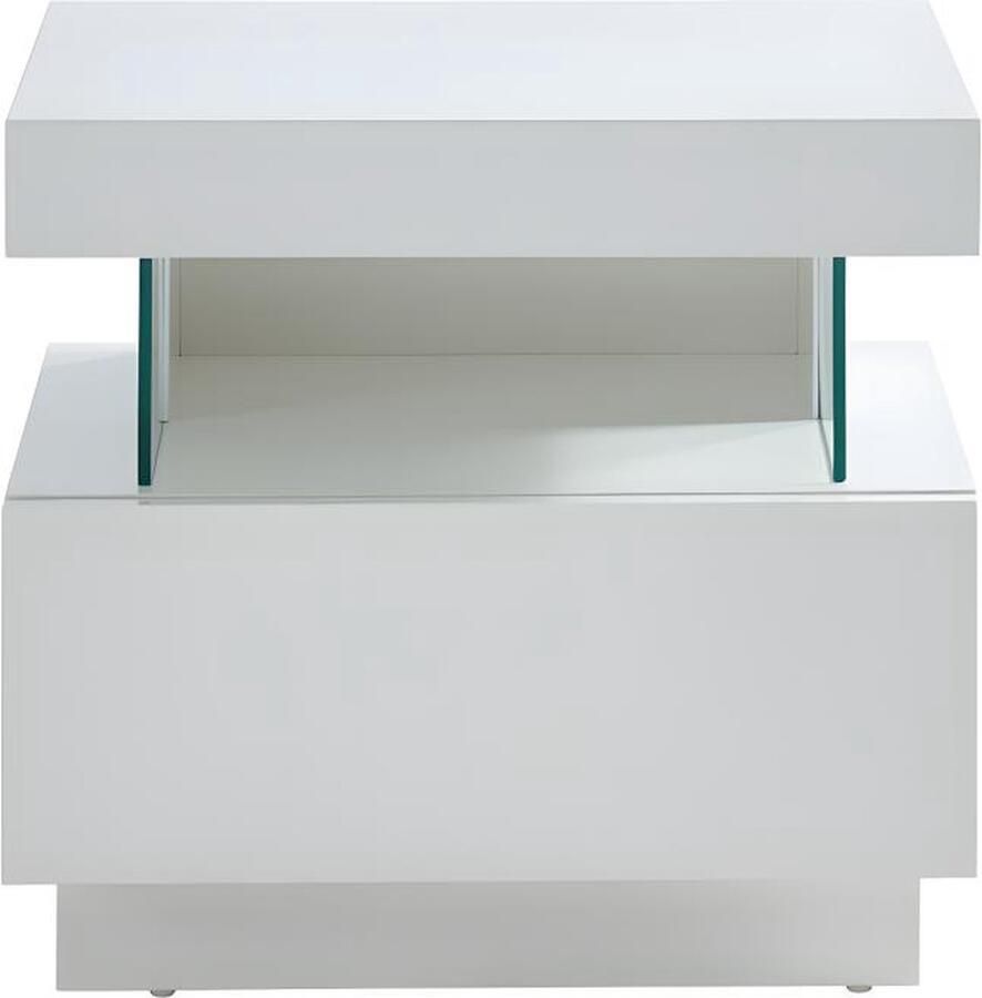 Vente-unique Nachtkastje FABIO Wit gelakt MDF Leds 1 lade en 1 nis L 57 cm x H 52 cm x D 39 cm