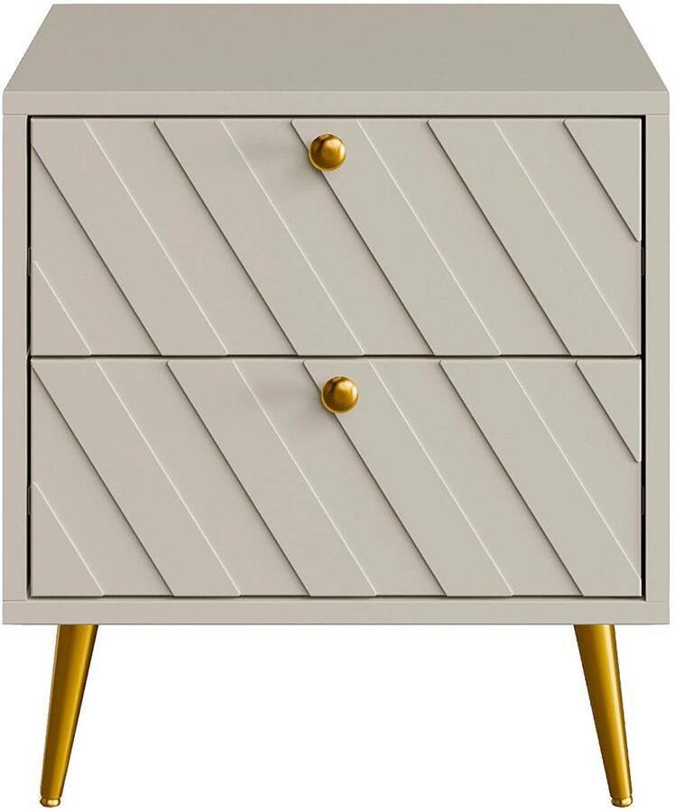 Pascal Morabito Set van 2 nachtkastjes 2 lades Beige TEODA van L 45 cm x H 40 cm x D 49.5 cm - Foto 2