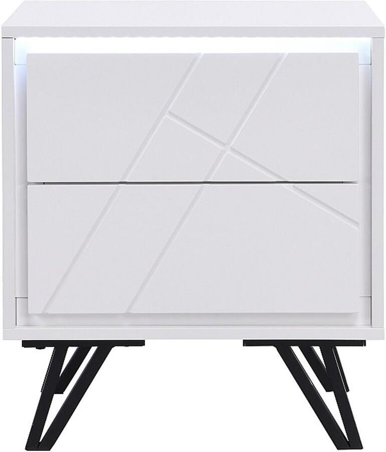 Vente-unique Nachtkastje met 2 lades Met ledverlichting Mdf Wit gelakt SALIANO L 48 cm x H 55 cm x D 40 cm - Foto 2