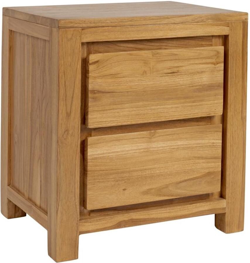Vente-unique Nachtkastje met 2 lades van teakhout naturel ALEMIA L 45 cm x H 50 cm x D 35 cm