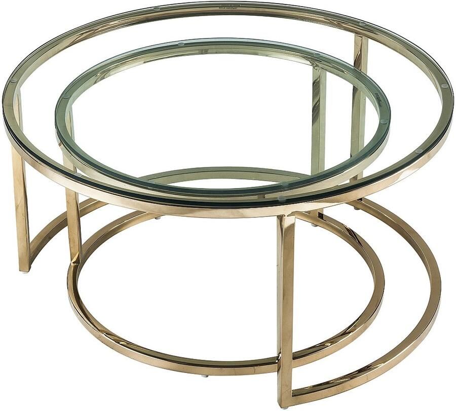 Vente-unique Nesttafels van gehard glas en roestvrij staal Goudkleurig MAEVANE II van Pascal Morabito - Foto 3