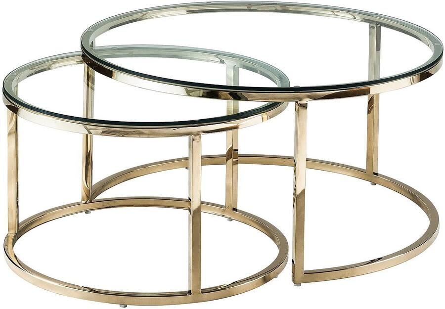 Vente-unique Nesttafels van gehard glas en roestvrij staal Goudkleurig MAEVANE II van Pascal Morabito - Foto 4