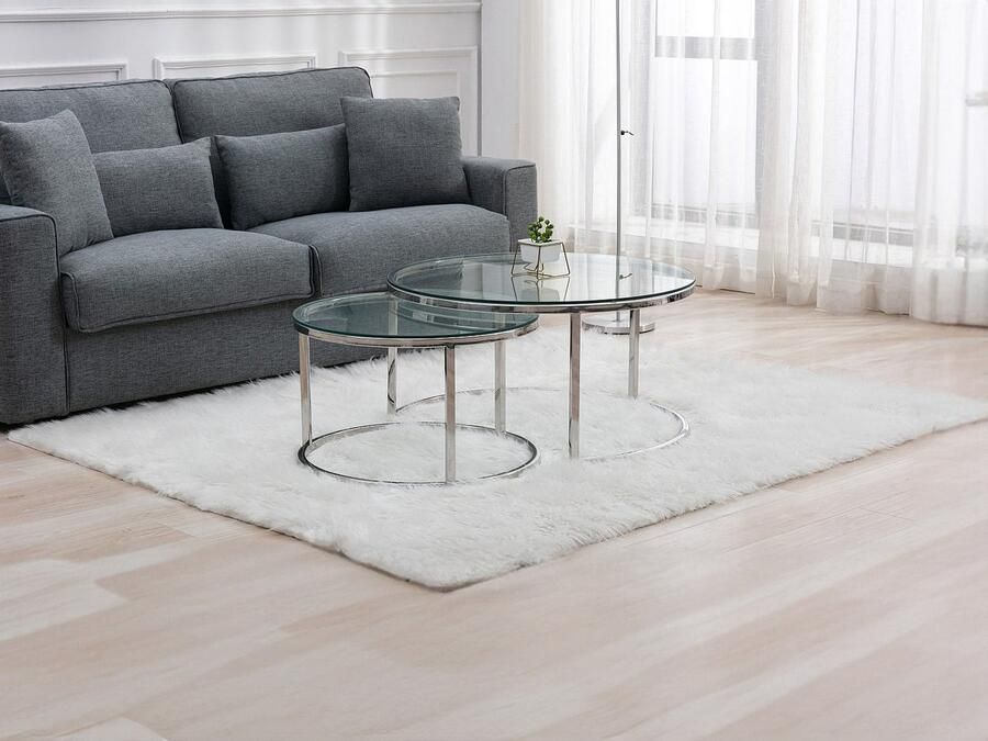 Pascal Morabito Nesttafels van gehard glas en roestvrij staal Zilver MAEVANE II van L 80 cm x H 42 cm x D 80 cm - Foto 3