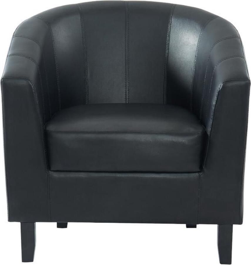 Vente-unique [NEW VERSION]Kuiptstoel van kunstleer CRISTOBAL Zwart L 78 cm x H 76 cm x D 71 cm