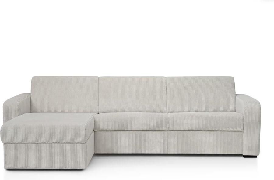 Vente-unique Omkeerbare express-hoekslaapbank van beige ribfluweel FLAVIAN L 274 cm x H 88 cm x D 170 cm