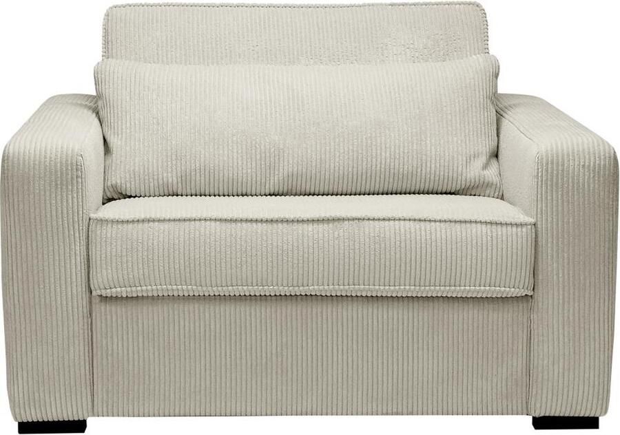 Vente-unique Omkeerbare fauteuil van beige ribfluweel. Bedbreedte 70 cm. MONDOVI L 124 cm x H 90 cm x D 96 cm - Foto 2