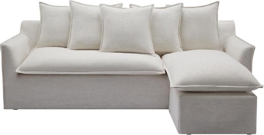 Vente-unique Omkeerbare hoekbank van beige gechineerde stof PENIOLA van Maison Céphy L 260 cm x H 97 cm x D 165 cm