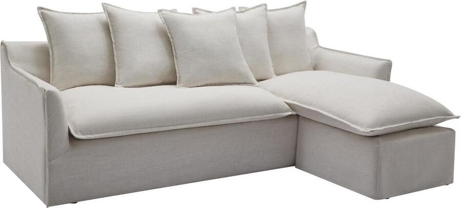 Vente-unique Omkeerbare hoekbank van beige gechineerde stof PENIOLA van Maison Céphy L 260 cm x H 97 cm x D 165 cm - Foto 2