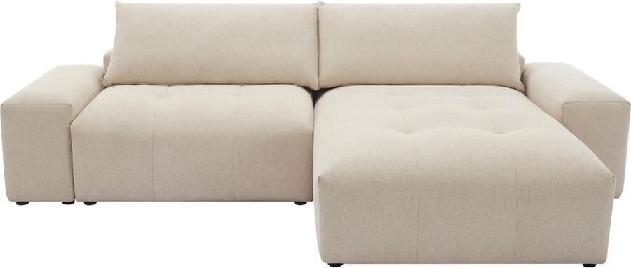 Vente-unique Omkeerbare hoekbank van beige gechineerde stof RACONI L 285 cm x H 83.5 cm x D 173 cm - Foto 2