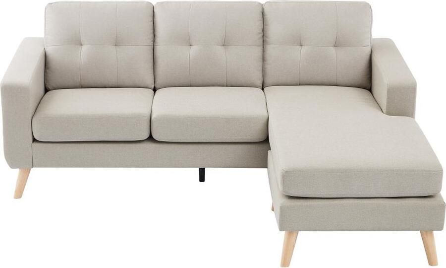 Vente-unique Omkeerbare hoekbank van beige stof BARTOLOME L 198 cm x H 85 cm x D 160 cm
