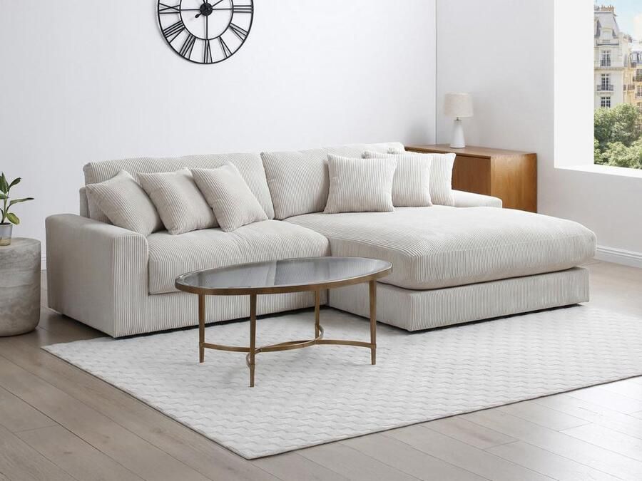 Vente-unique Omkeerbare hoekbank van beige stof SIMUZA L 266 cm x H 84 cm x D 166 cm - Foto 2