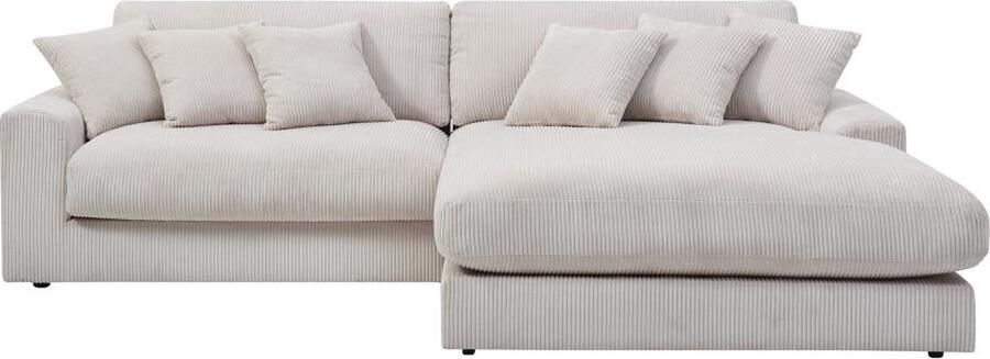 Vente-unique Omkeerbare hoekbank van beige stof SIMUZA L 266 cm x H 84 cm x D 166 cm