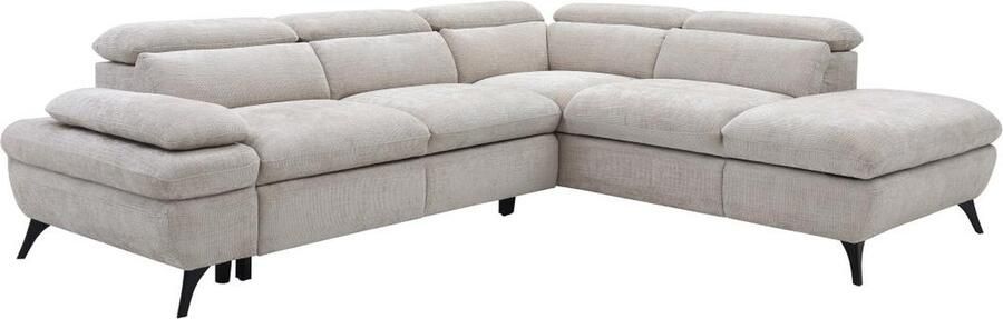 Vente-unique Omkeerbare hoekslaapbank met hoek rechts van beige stof met structuur SURDELI L 280 cm x H 79 cm x D 233 cm