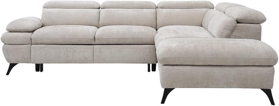 Vente-unique Omkeerbare hoekslaapbank met hoek rechts van beige stof met structuur SURDELI L 280 cm x H 79 cm x D 233 cm - Foto 2