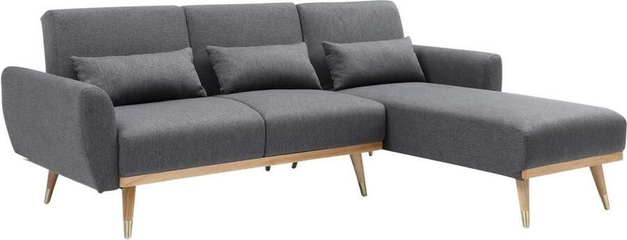 Vente-unique Omkeerbare hoekslaapbank van antracietkleurige stof ANDINO L 223 cm x H 84 cm x D 164 cm - Foto 2