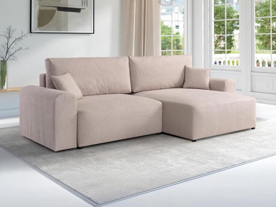 Vente-unique Omkeerbare hoekslaapbank van beige stof ILANOR L 272 cm x H 86 cm x D 167 cm - Foto 2