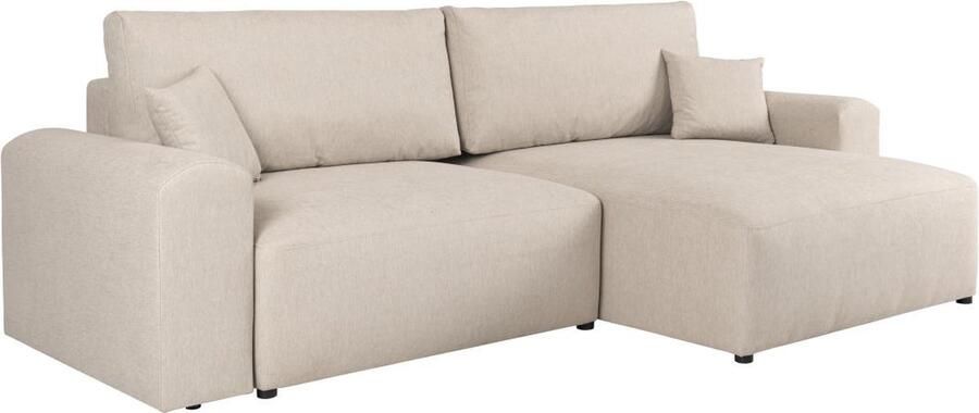 Vente-unique Omkeerbare hoekslaapbank van beige stof ILANOR L 272 cm x H 86 cm x D 167 cm