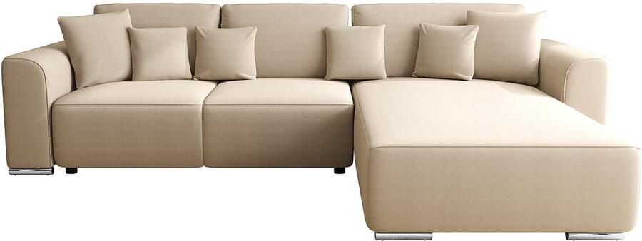 Vente-unique Hoekslaapbank omvormbaar en omkeerbaar in beige stof MELTANA L 293 cm x H 84 cm x D 195 cm - Foto 3