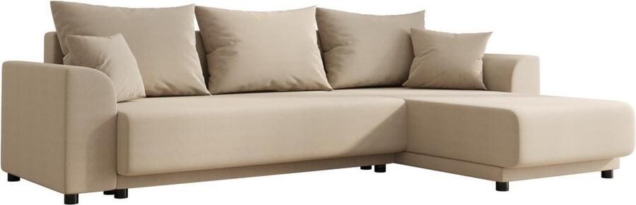Vente-unique Omkeerbare hoekslaapbank van beige stof NESSARO L 240 cm x H 80 cm x D 149 cm - Foto 2
