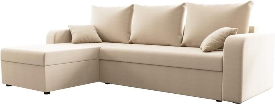 Vente-unique Omkeerbare hoekslaapbank van beige stof ONABIA L 240 cm x H 80 cm x D 139 cm - Foto 2