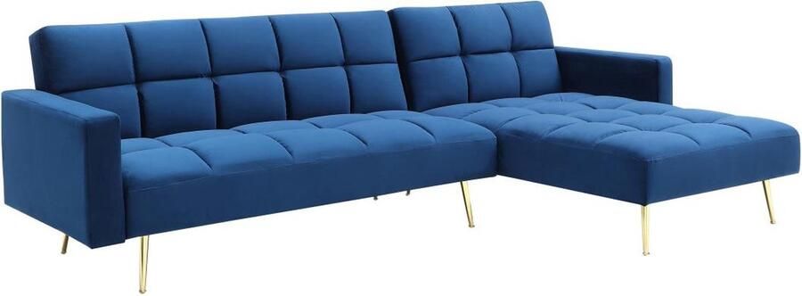 Vente-unique Omkeerbare hoekslaapbank van koningsblauw velours NIETO L 276 cm x H 81 cm x D 153 cm - Foto 2